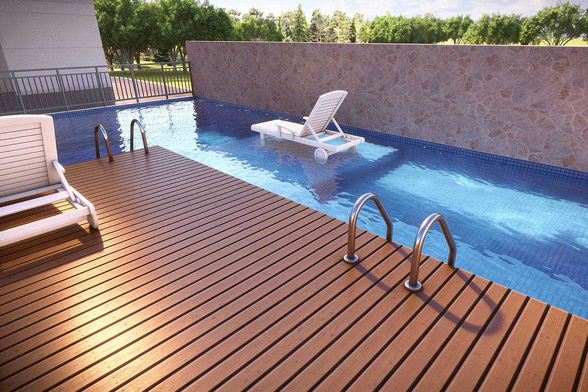 Piscina com deck do Torres de São Manuel